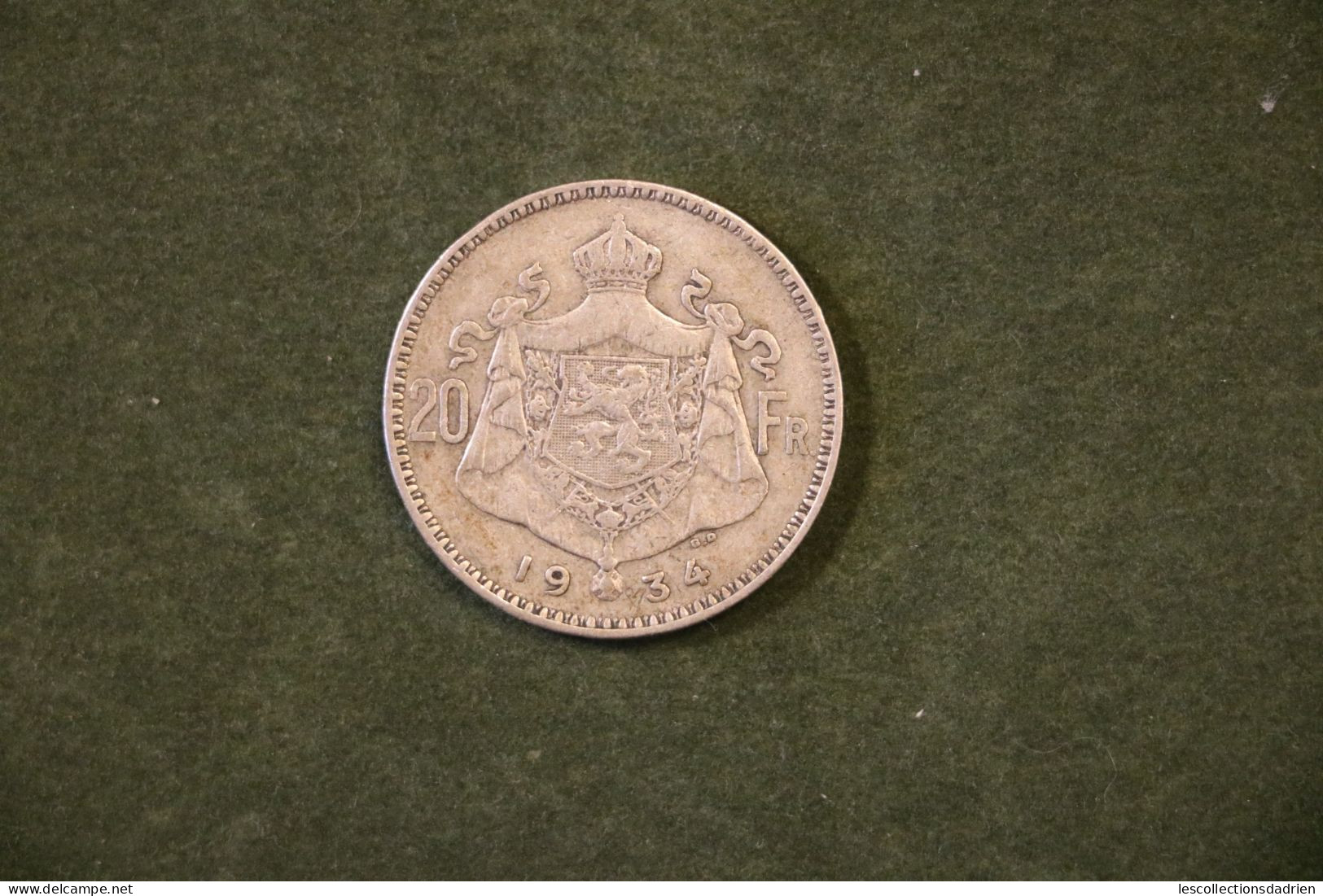 Pièce En Argent Belgique 20 Francs 1934 FL -  Belgian Silver Coin /1 - 20 Francs & 4 Belgas