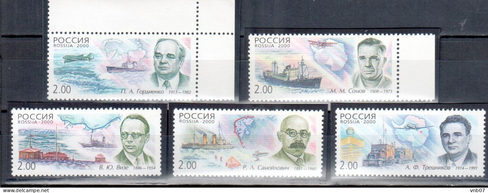 Russia 2000 Sc#6571-6575, Mi#788-792. Polar Explorers.  MNH - Ongebruikt