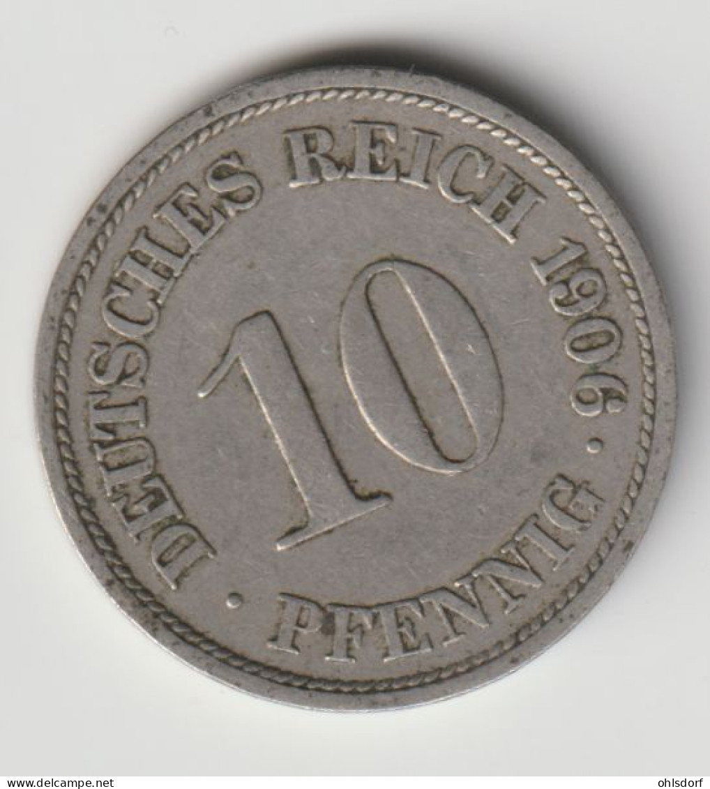 DEUTSCHES REICH 1906 F: 10 Pfennig, KM 12 - 10 Pfennig