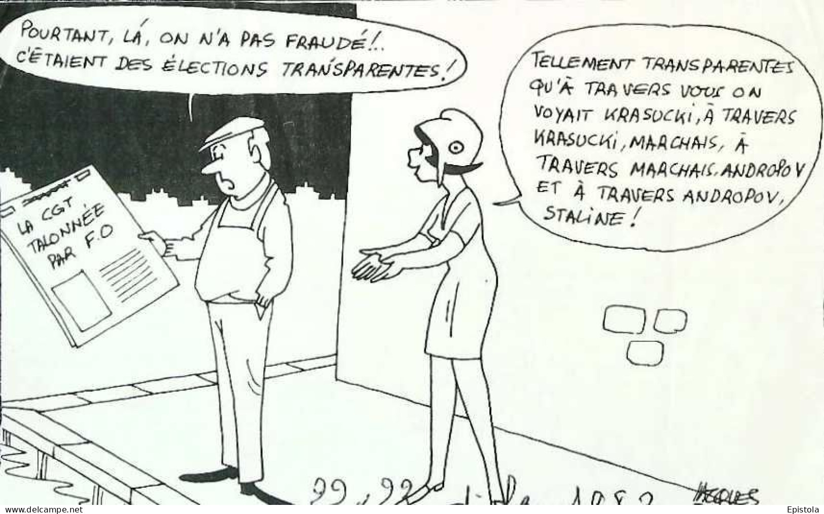 ► Coupure De Presse  Quotidien Le Figaro Jacques Faisant 1983  Syndicalisme CGT FO élections Krasuck Andropov Staline - 1950 - Heute