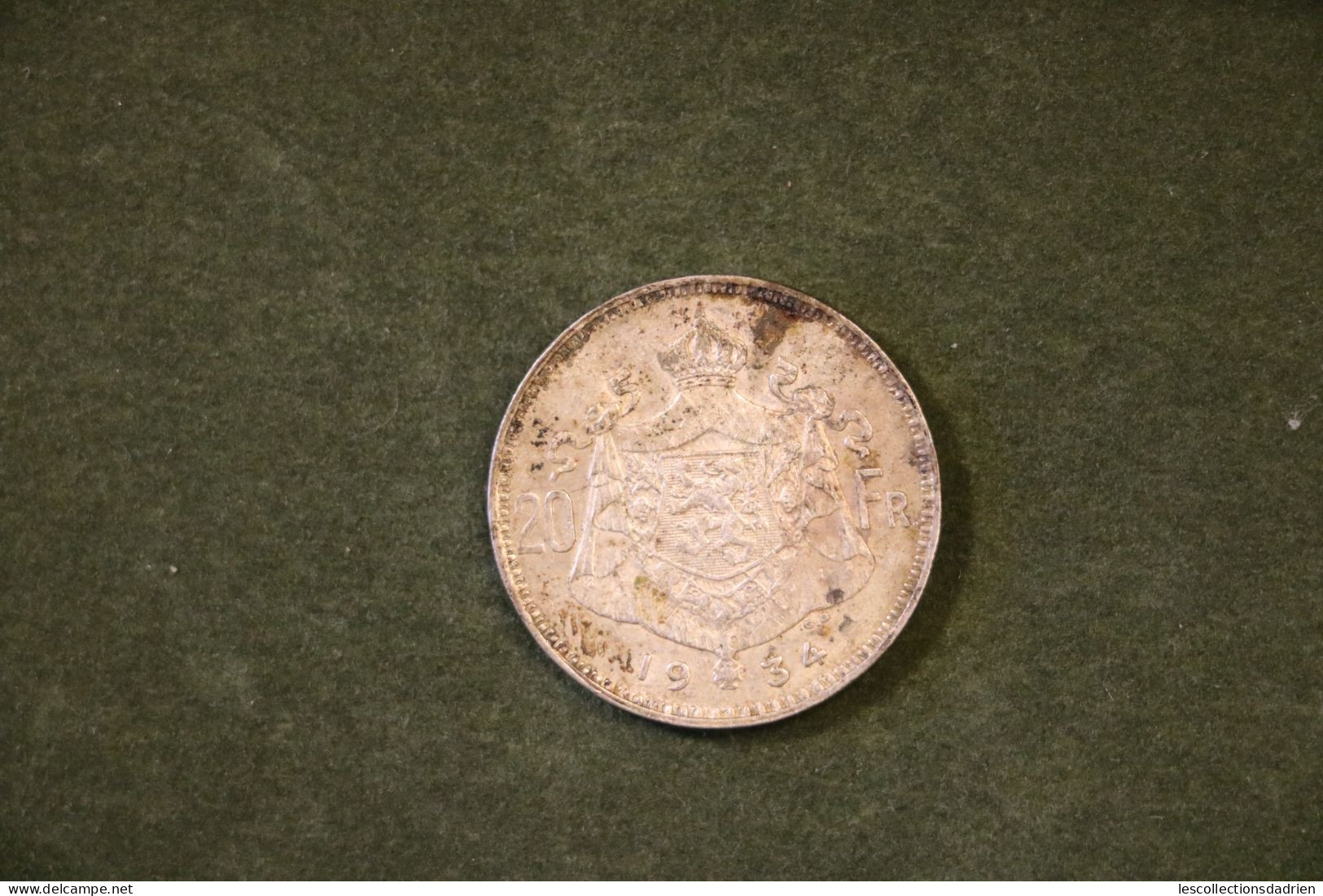 Pièce En Argent Belgique 20 Francs 1934 FL -  Belgian Silver Coin /2 - 20 Frank & 4 Belgas