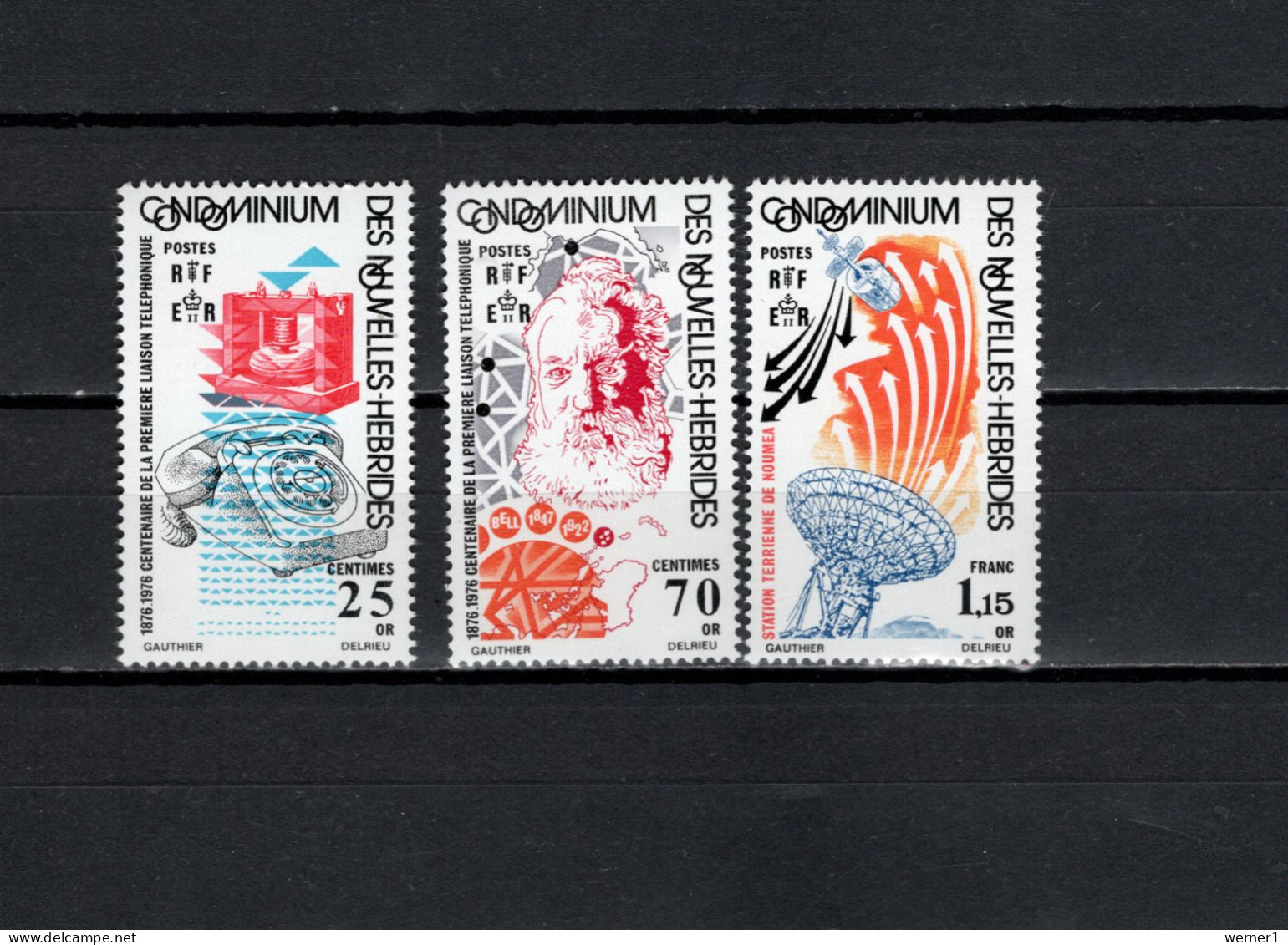 New Hebrides French 1976 Space, Telephone Centenary Set Of 3 MNH - Oceanië