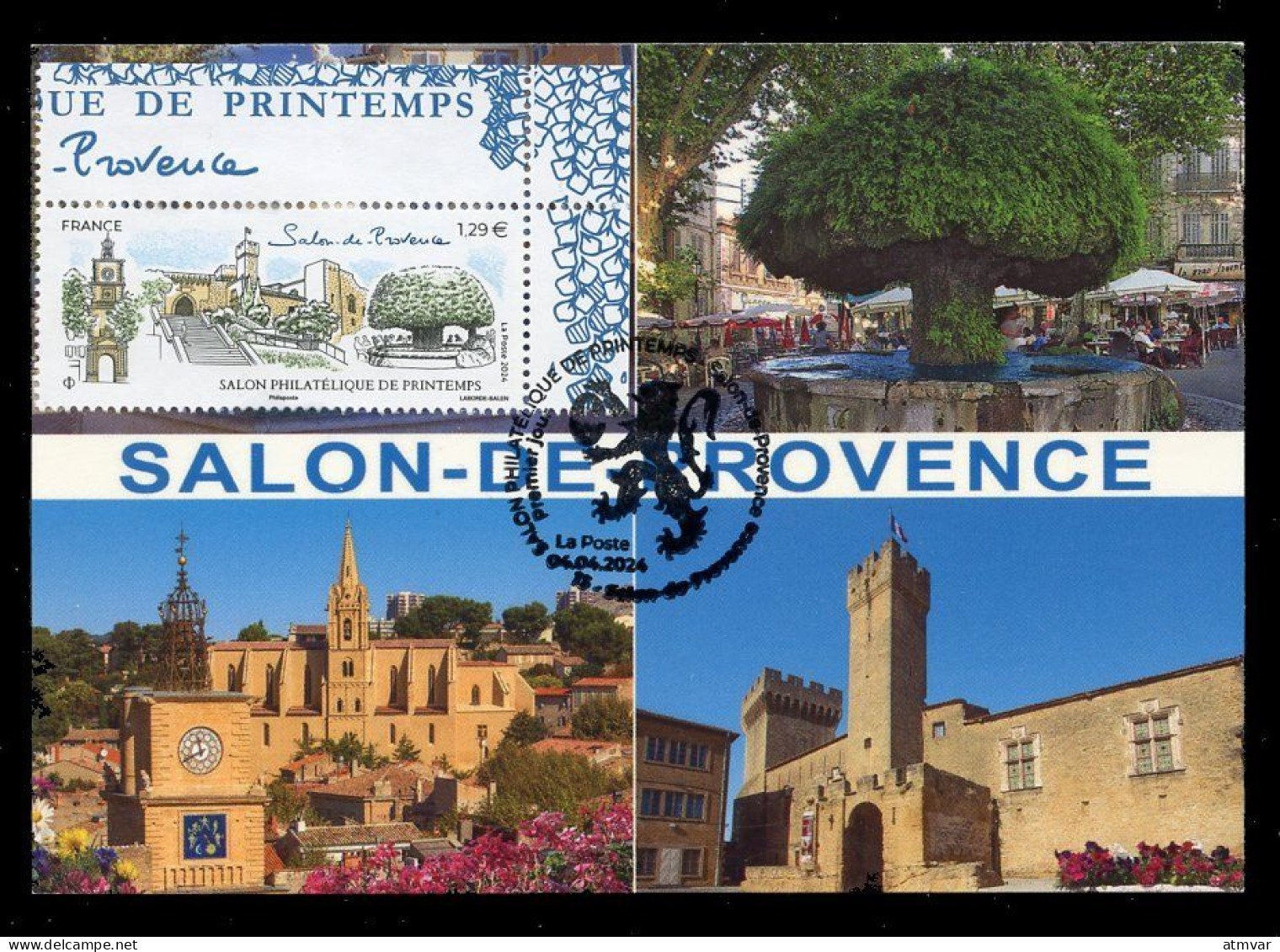 FRANCE (2024) Carte Maximum Card - Salon Philatélique Printemps Salon-de-Provence - Château De L'Empéri, Tour, Fontaine - 2020-…