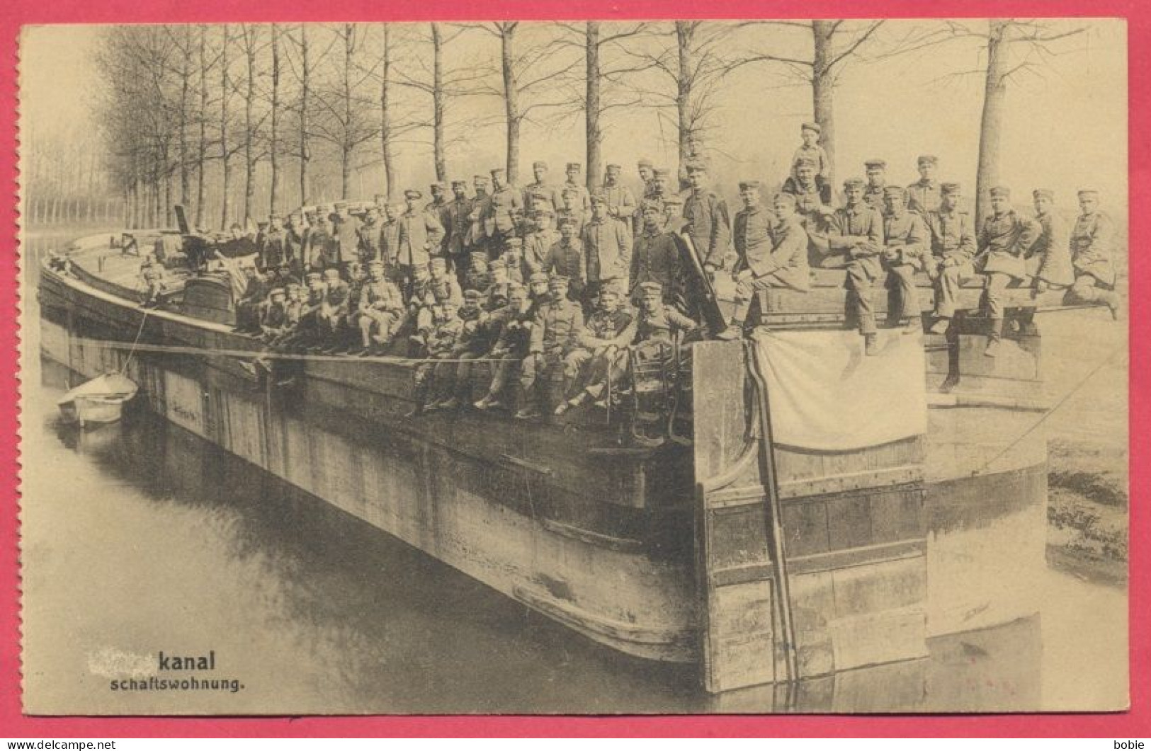 Péniche : Transport Troupes Allemandes " Kanal Schatswohnung " Guerre De 1914-18 - Péniches