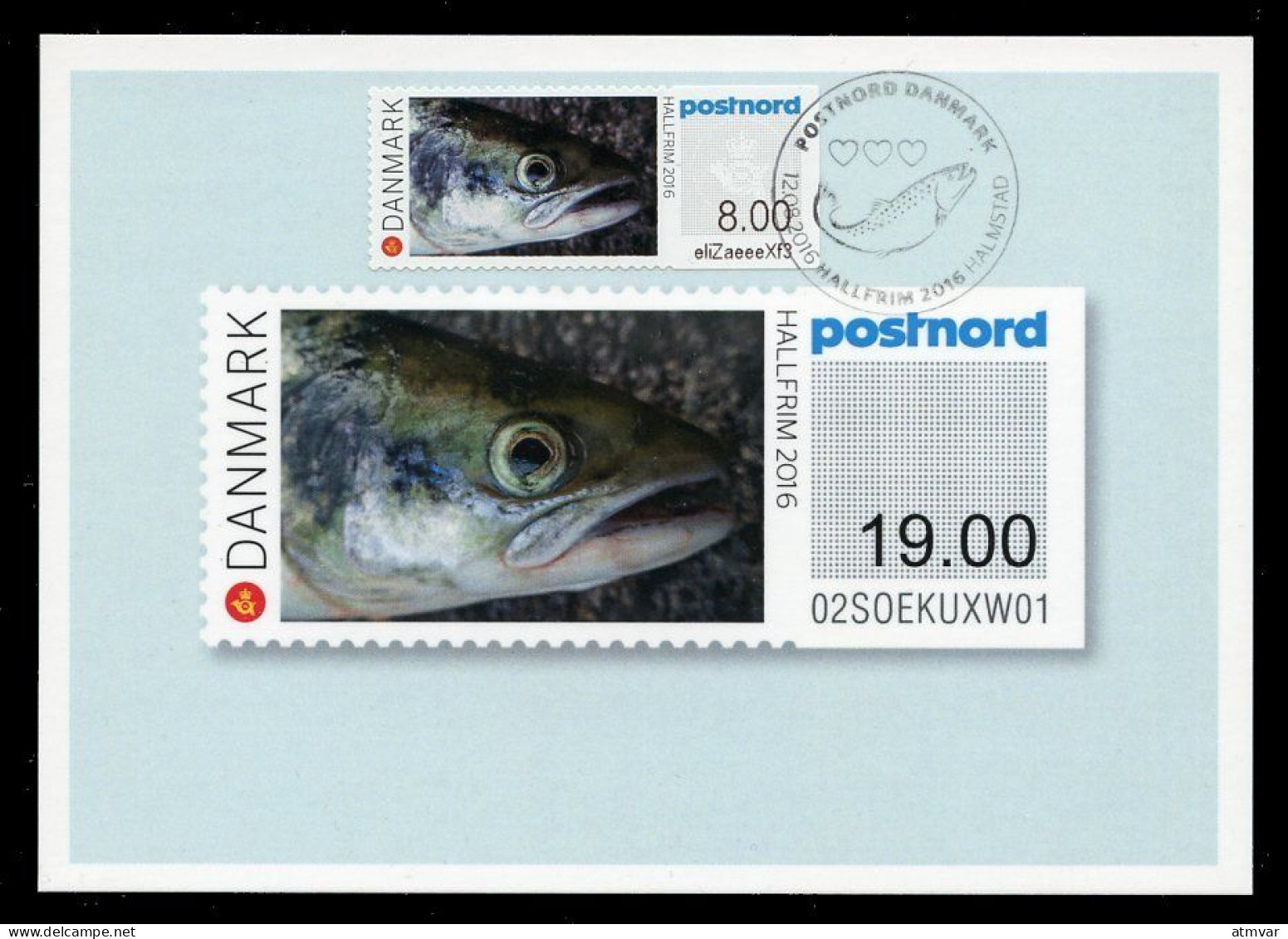 DENMARK (2016) Carte Maximum Card ATM HALLFRIM 2016 - Halmstad - Maximum Card - Salmon, Salmo, Saumon - Viñetas De Franqueo [ATM]