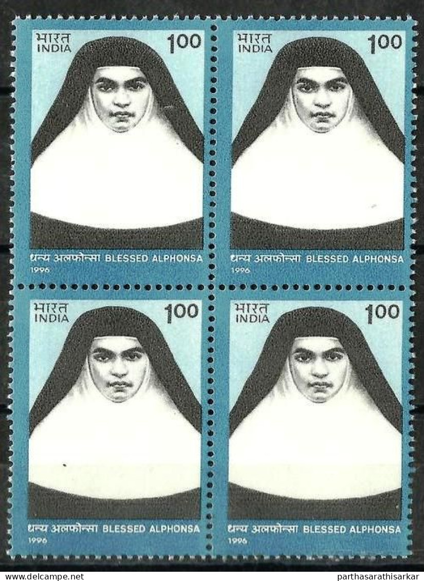 INDIA 1996 50TH DEATH ANNIVERSARY OF SISTER ALPHONSA BLOCK OF 4 MNH - Nuovi