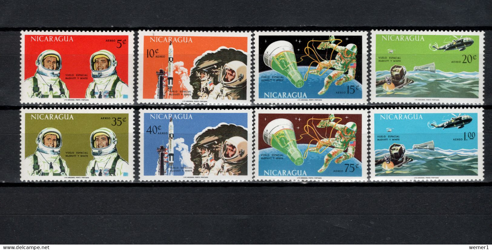 Nicaragua 1967 Space, Gemini GT-4 Space Flight Set Of 8 MNH - América Del Norte