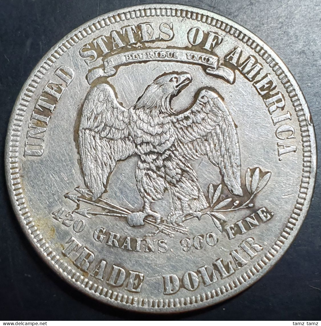 United States Of America Silver Trade Dollar 420 Grains 1877 Philadelphia Mint - 1873-1885: Trade Dollars (Dollar De Commerce)