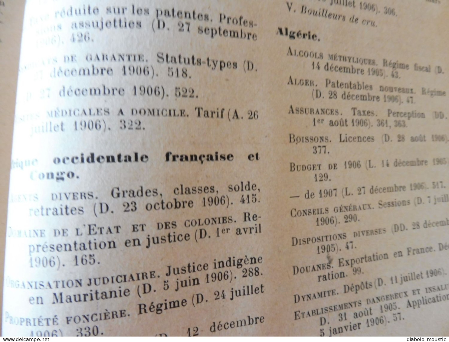 1906  RECUEIL des LOIS : Fraudes et répressions, Explosifs, Code pénal, Police sanitaire,  Etc ; Etc