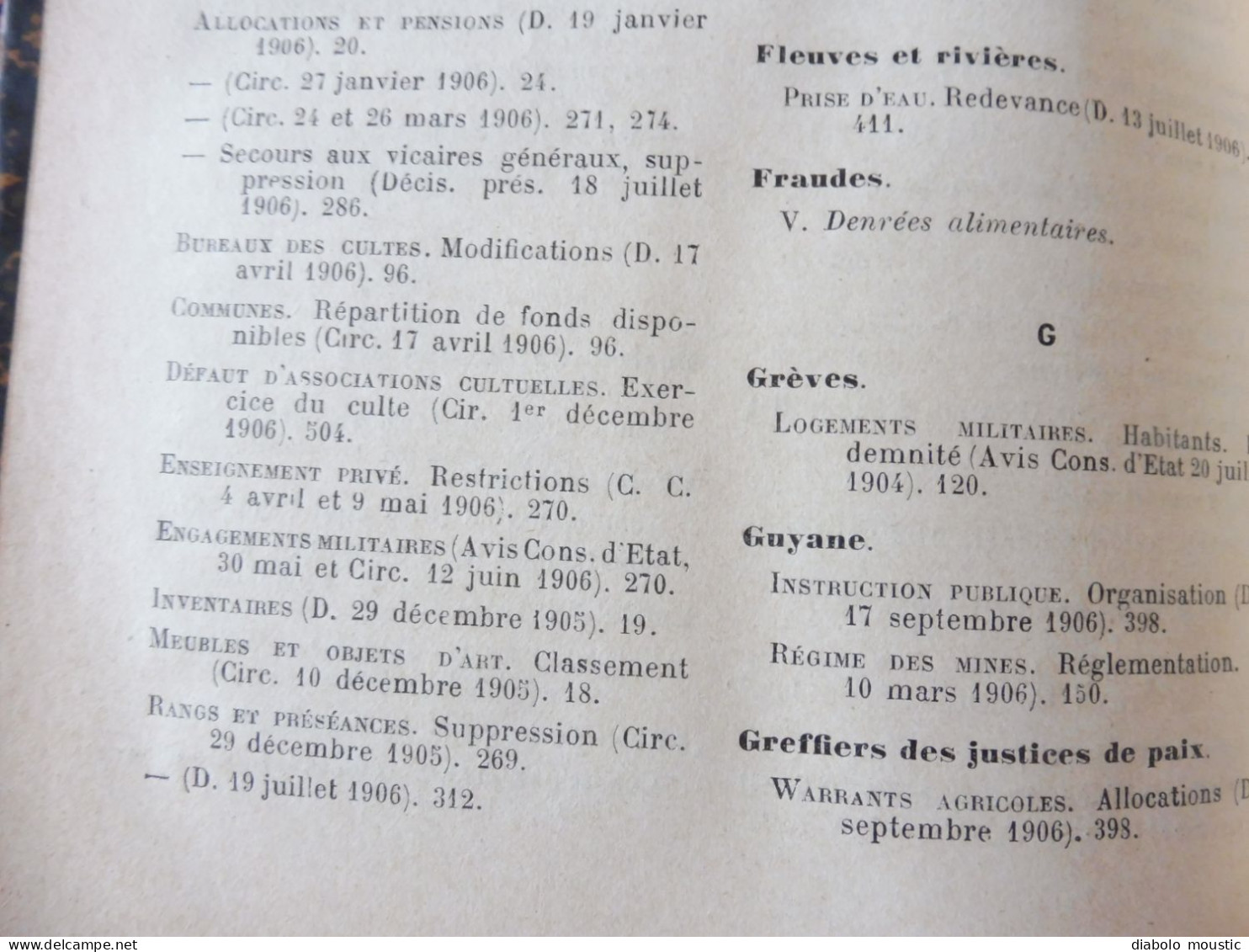 1906  RECUEIL des LOIS : Fraudes et répressions, Explosifs, Code pénal, Police sanitaire,  Etc ; Etc