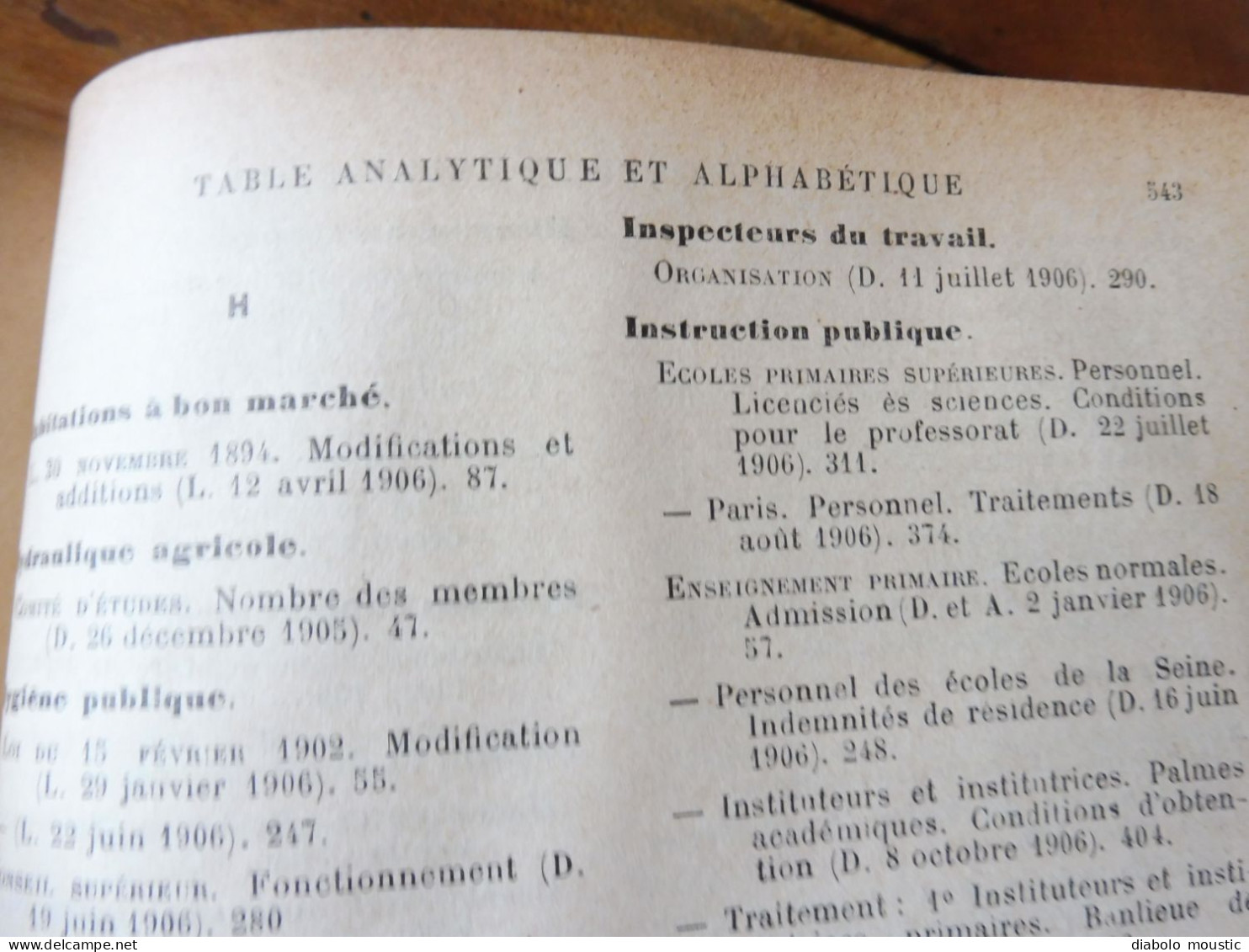 1906  RECUEIL des LOIS : Fraudes et répressions, Explosifs, Code pénal, Police sanitaire,  Etc ; Etc