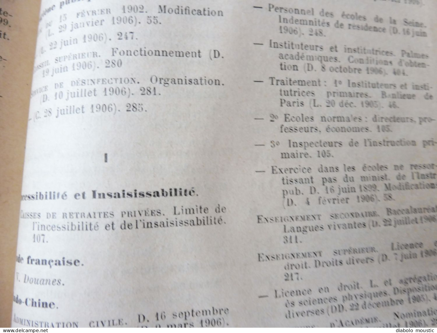 1906  RECUEIL des LOIS : Fraudes et répressions, Explosifs, Code pénal, Police sanitaire,  Etc ; Etc