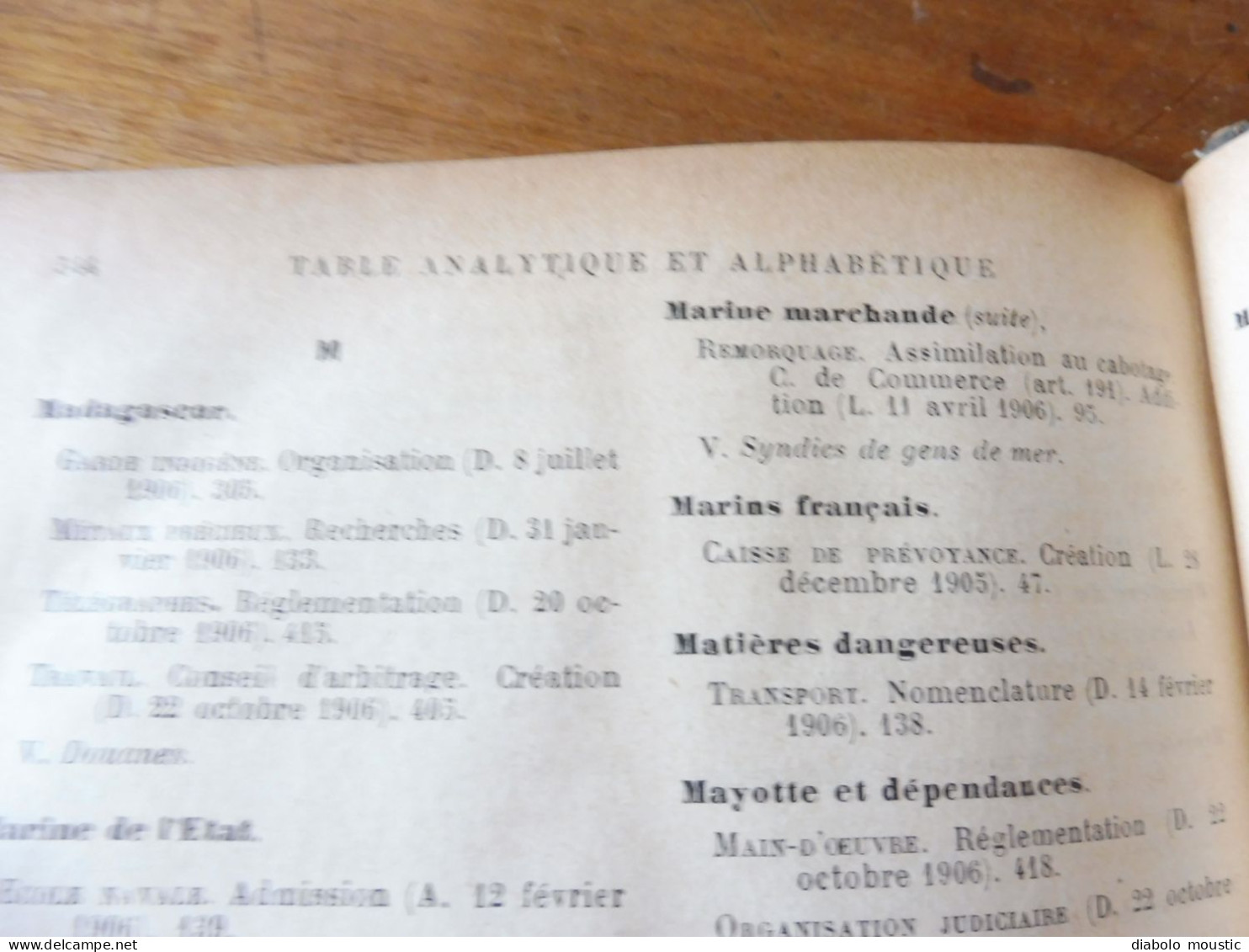 1906  RECUEIL des LOIS : Fraudes et répressions, Explosifs, Code pénal, Police sanitaire,  Etc ; Etc