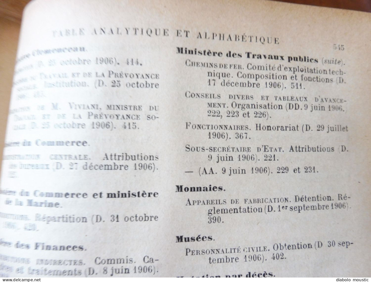 1906  RECUEIL des LOIS : Fraudes et répressions, Explosifs, Code pénal, Police sanitaire,  Etc ; Etc