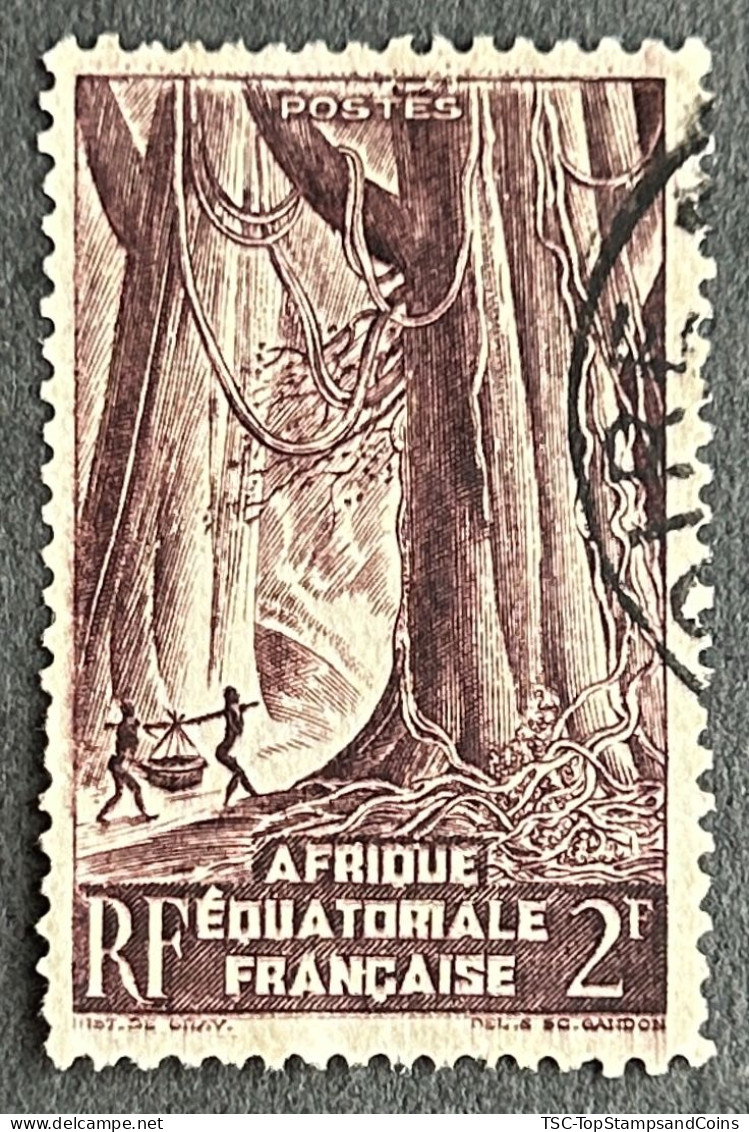 FRAEQ0217U1 - Local Motives - Equatorial Rainforest - 2 F Used Stamp - AEF - 1947 - Oblitérés