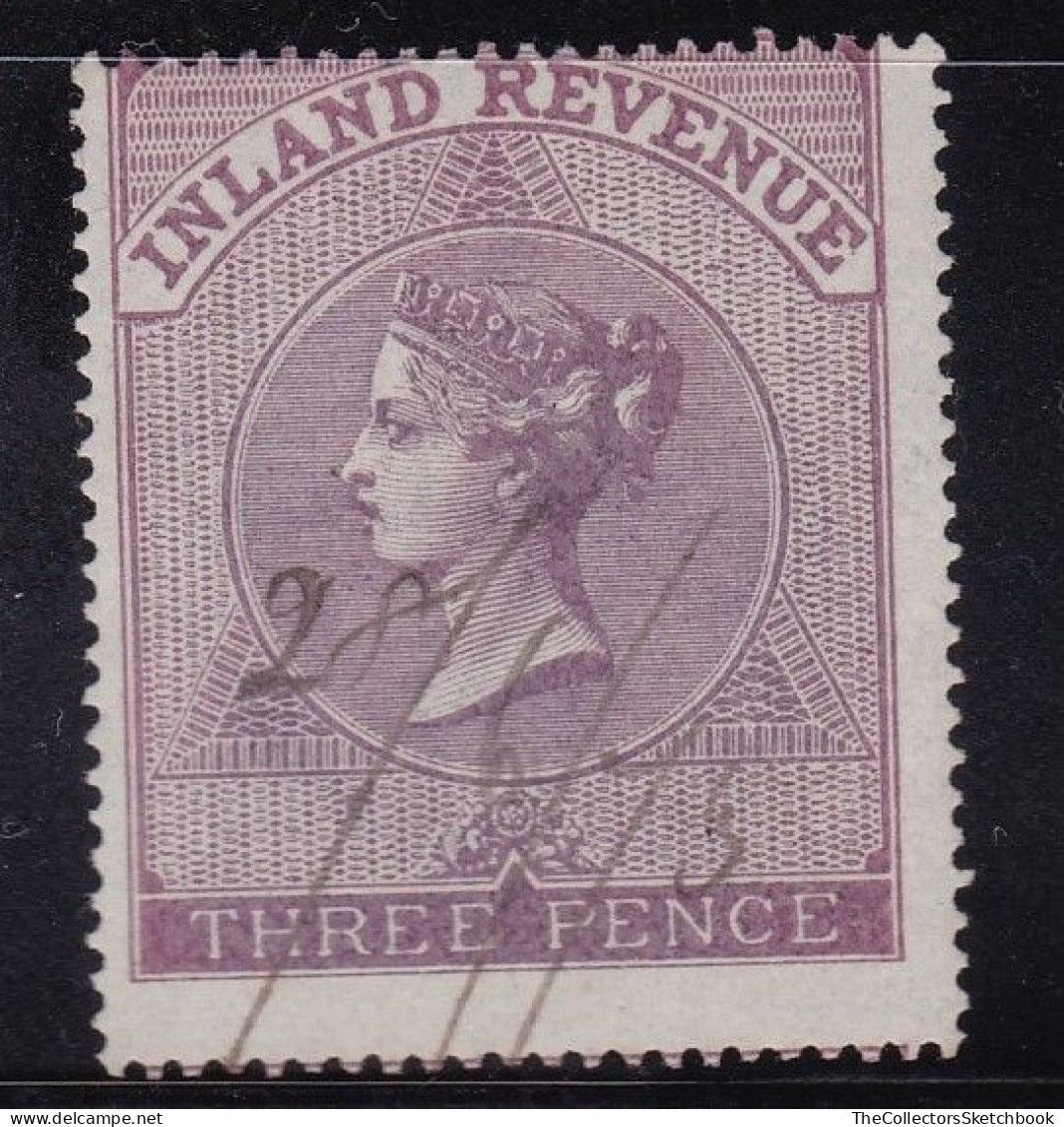 GB Victoria Fiscal/ Revenue Inland Revenue 3d Lilac Good Used Barefoot 3 - Fiscale Zegels