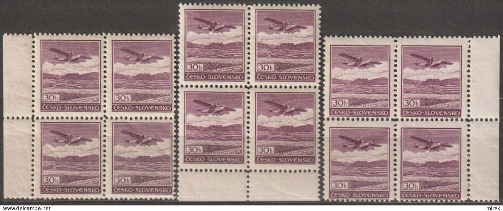 07/ Pof. 0B, Border 4-blocks - Unused Stamps