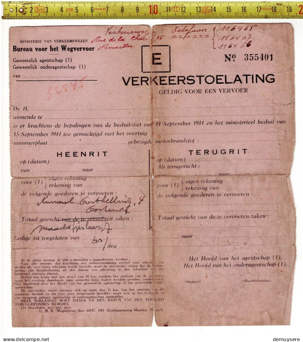 67940 -  VERKEERSTOELATING 1944 - 1900 – 1949