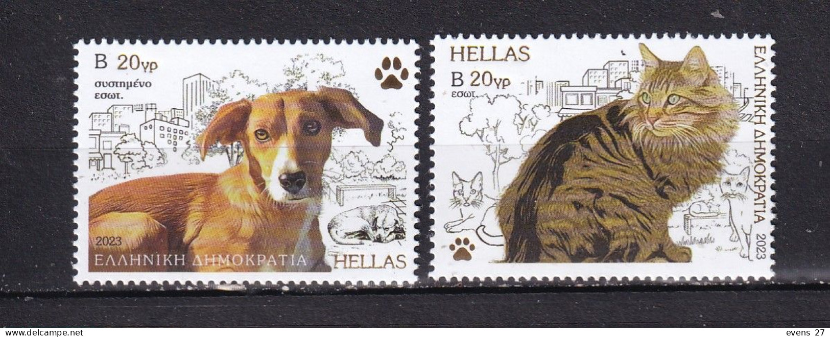 GREECE--2023.-WORLD STRAY ANIMAL DAY -CAT-DOG.--MNH. - Nuevos