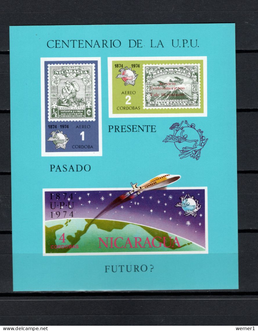 Nicaragua 1974 Space, UPU Centenary S/s Imperf. MNH - Nordamerika