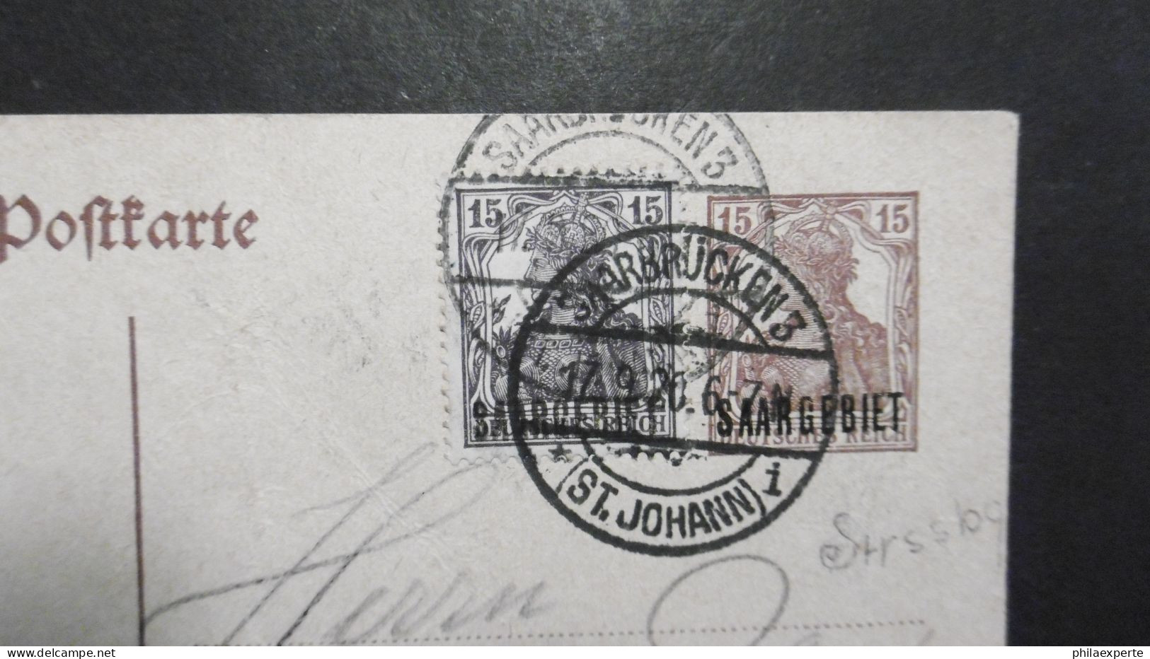 Saargebiet Mi. GA Karte P 2 Mit Mi. 34 Nach Dresden - Postal Stationery