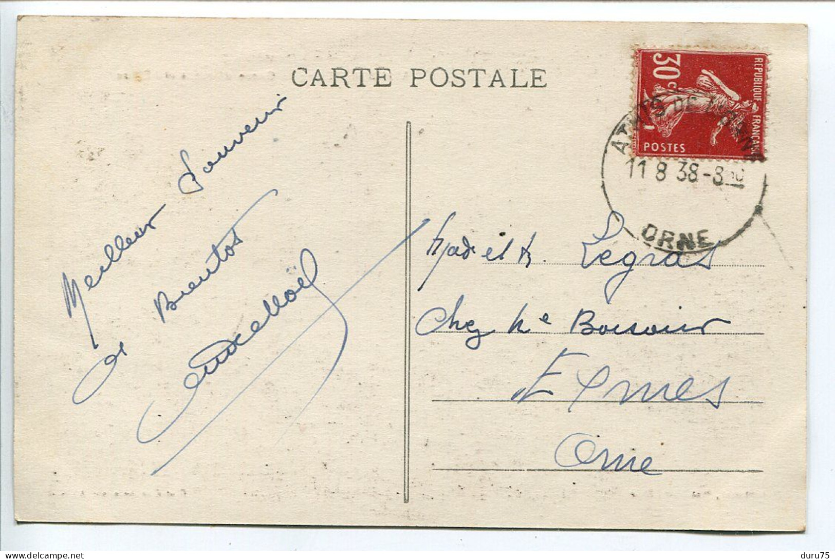 CP Voyagé 1938 * ATHIS De L'ORNE L'Étang De Queue D'Aronde Et L'Eglise * P. Levasseur Editeur Bouteiller Buraliste - Athis De L'Orne