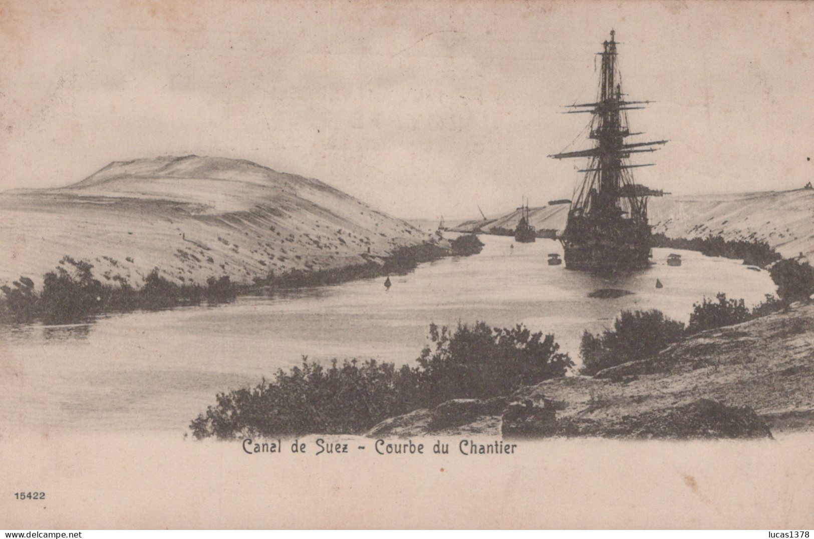 CANAL DE SUEZ / COURBE DU CHANTIER / TRES BEAU 3 MATS - Suez