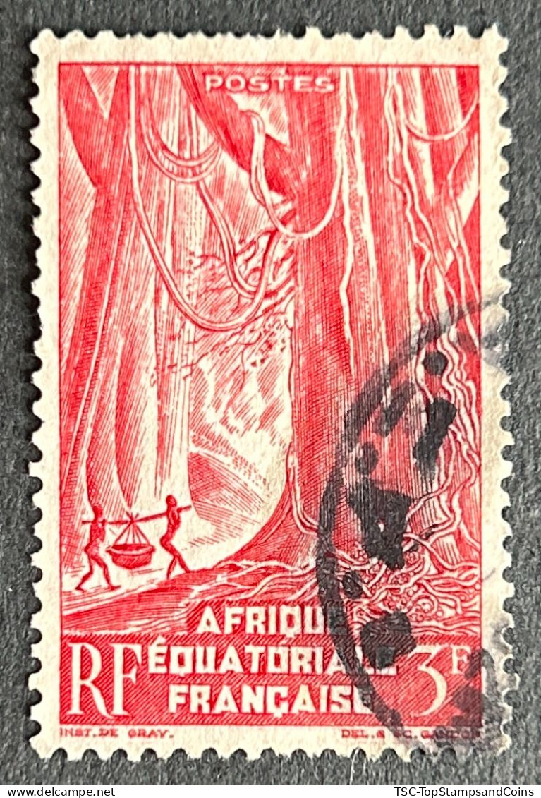 FRAEQ0218U - Local Motives - Equatorial Rainforest - 3 F Used Stamp - AEF - 1947 - Oblitérés