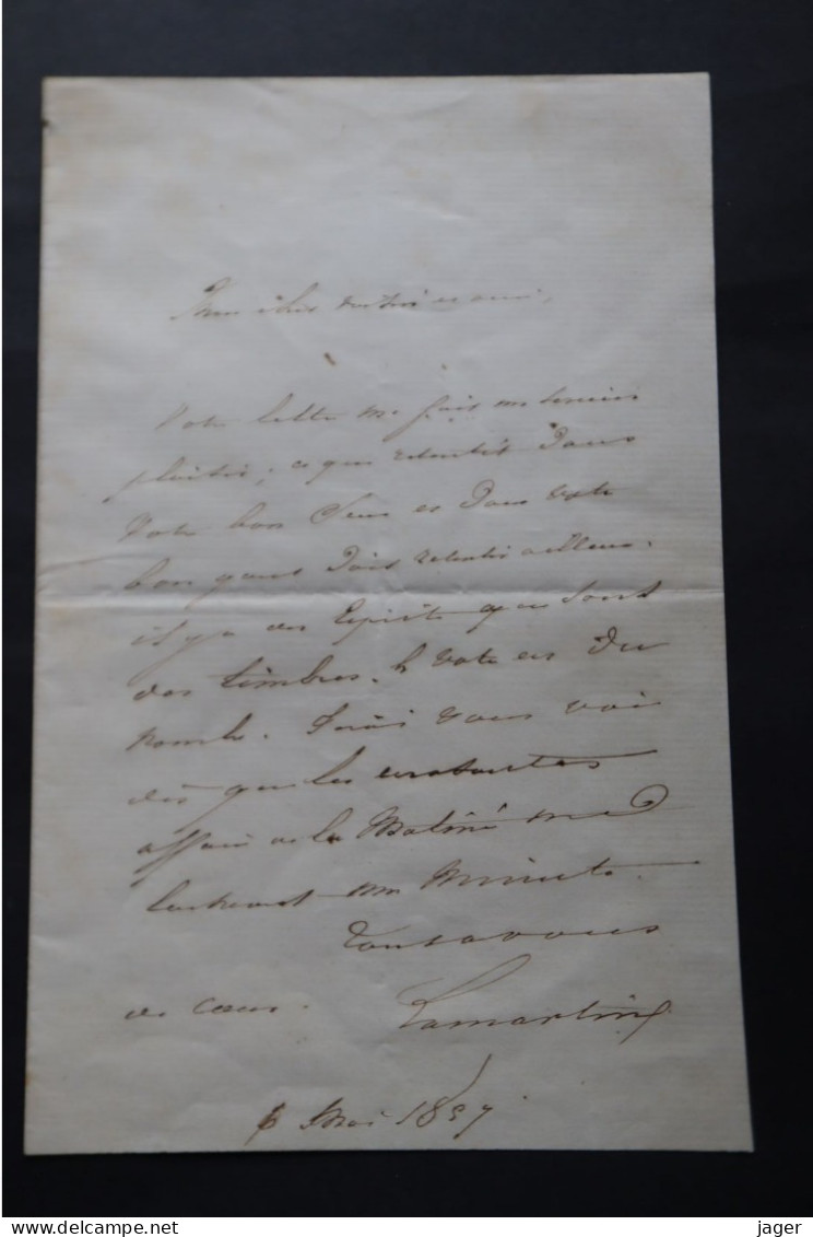 Lettre Autographe De LAMARTINE 1857  Ecrivain  Second Empire - Schriftsteller