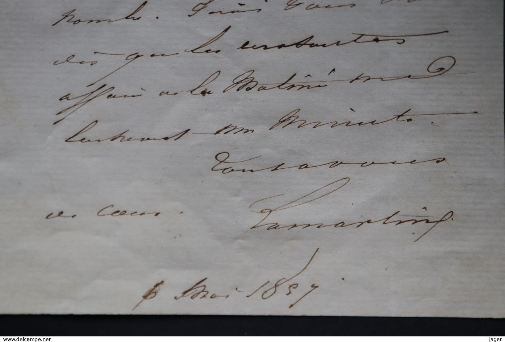 Lettre Autographe De LAMARTINE 1857  Ecrivain  Second Empire - Schrijvers