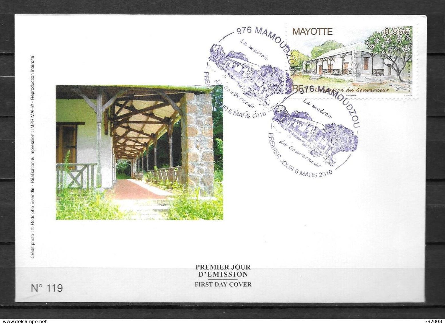 2010 - 234 - FDC - La Maison Du Gouverneur - 16 - 2 - Altri & Non Classificati