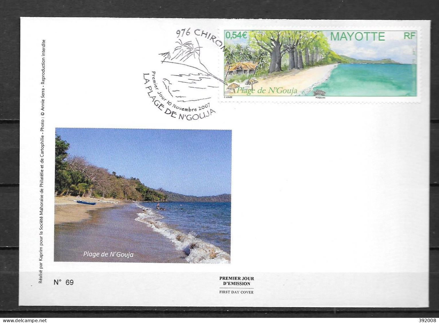 2007 - 206 - FDC - Plage De N'Gouja - 12 - Altri & Non Classificati