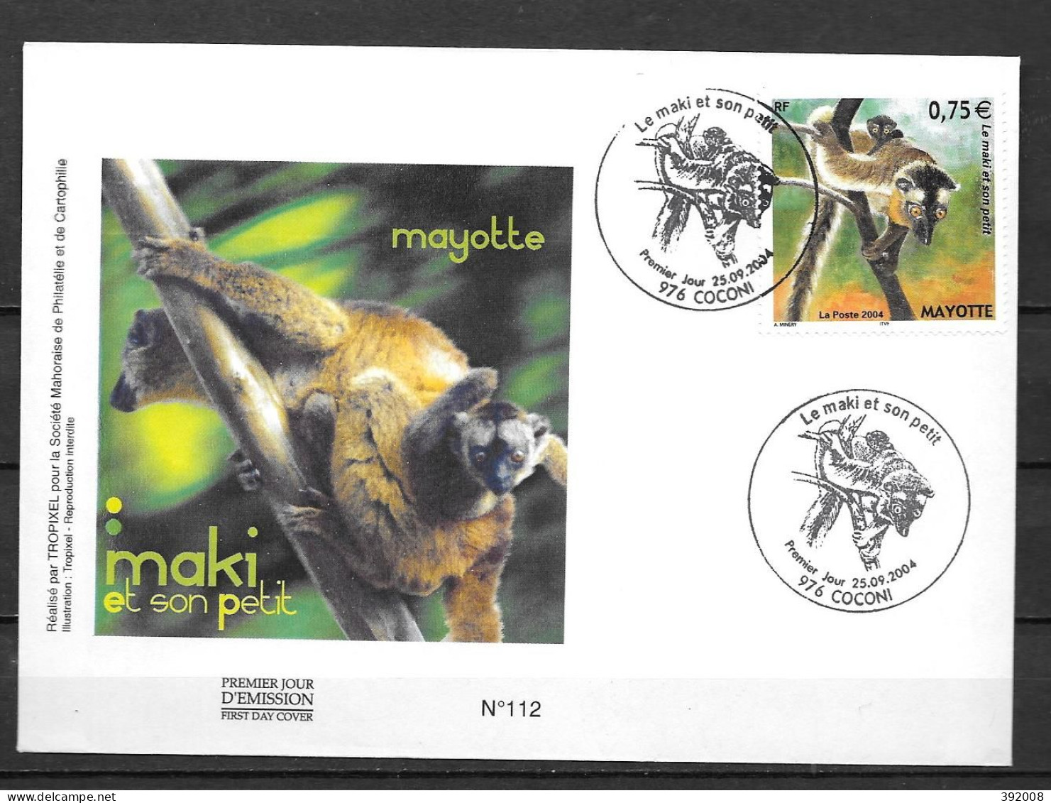 2004 - 167 - FDC - Lémurien, Le Maki - 9 - Sonstige & Ohne Zuordnung