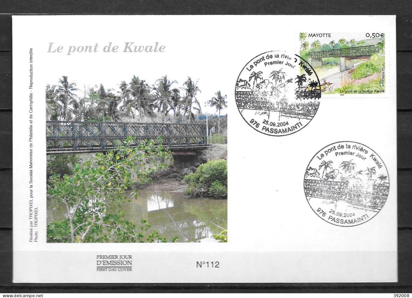 2004 - 166 - FDC - Le Pont De La Rivière Kwalé - 8 - Otros & Sin Clasificación