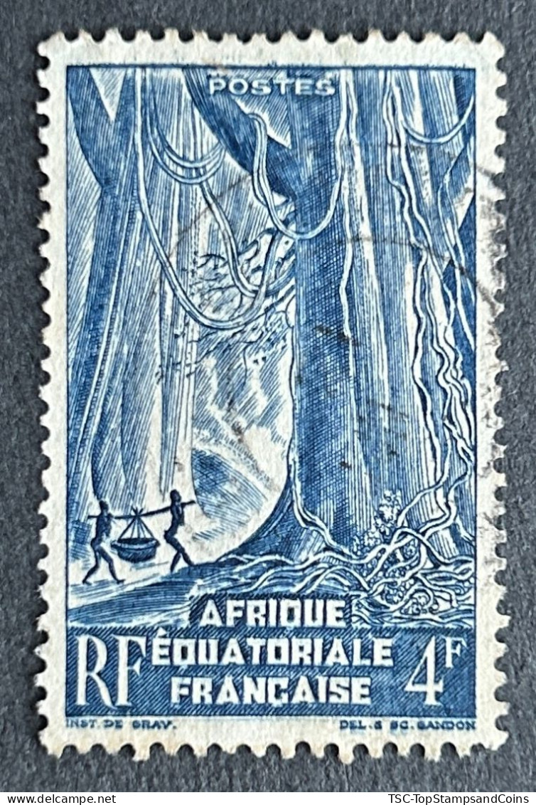 FRAEQ0220U - Local Motives - Equatorial Rainforest - 4 F Used Stamp - AEF - 1947 - Oblitérés