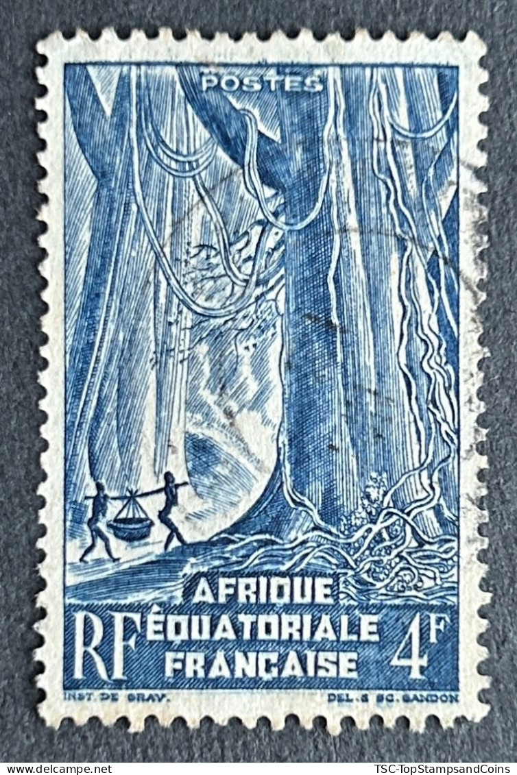 FRAEQ0220U - Local Motives - Equatorial Rainforest - 4 F Used Stamp - AEF - 1947 - Usados