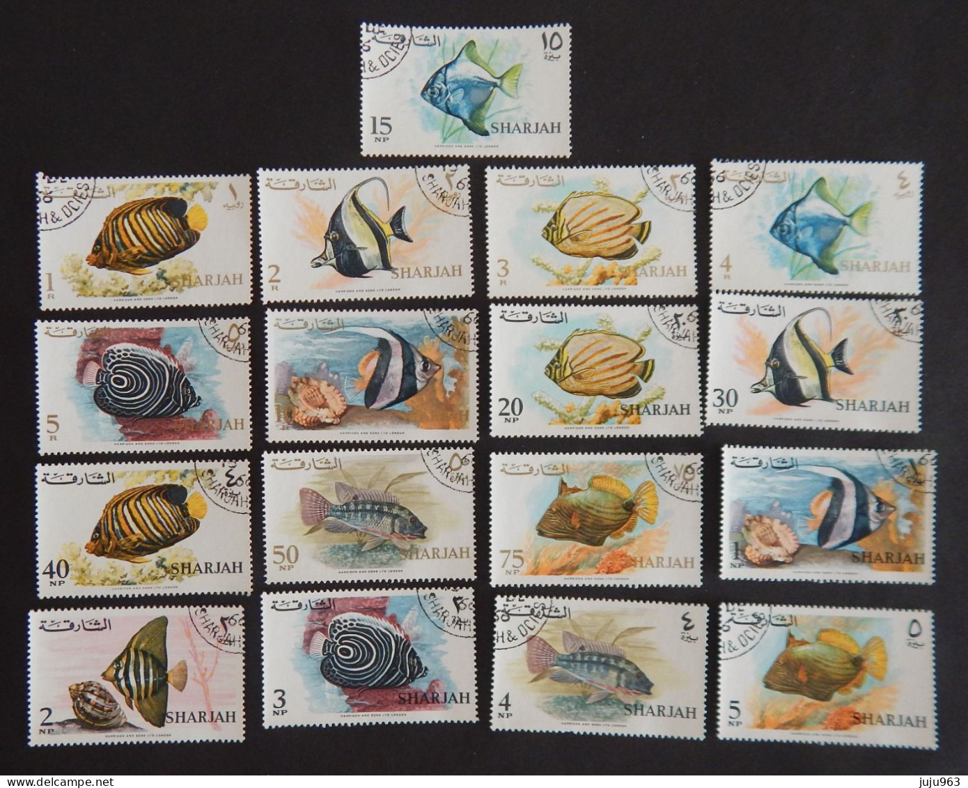 SHARJAH YT 149/165 OBLITERES "POISSONS" ANNÉE 1966 - Sharjah