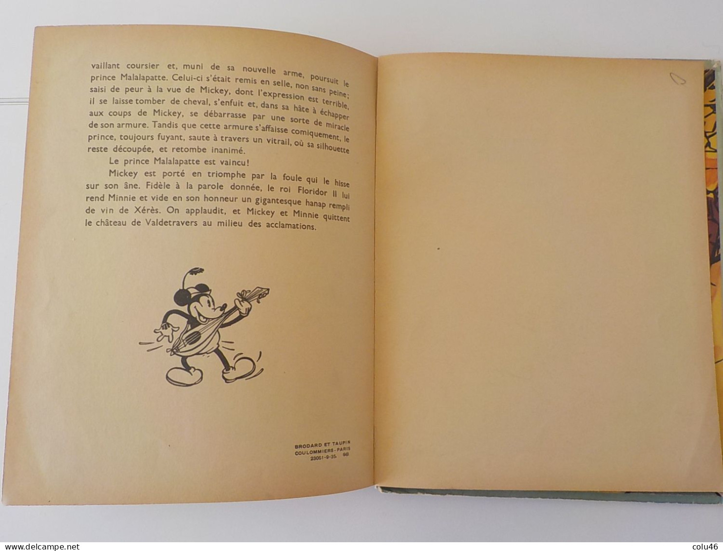 1935 Livre album pop-up Les albums Hop-La! Walt Disney Mickey et le Prince Malalapatte Hachette Mickey Mouse