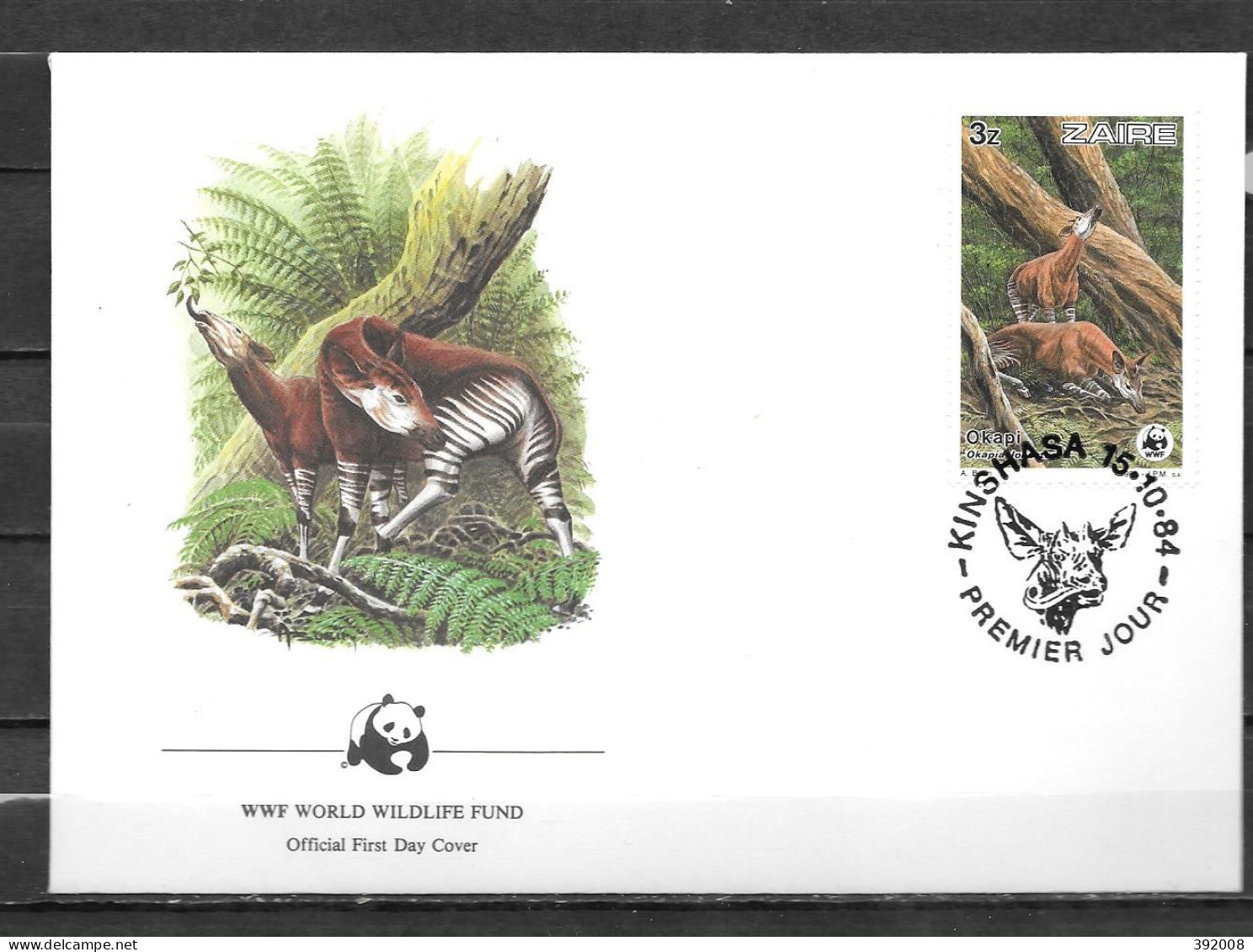 ZAIRE - 1984 - Okapi Johnstoni - 2 - FDC