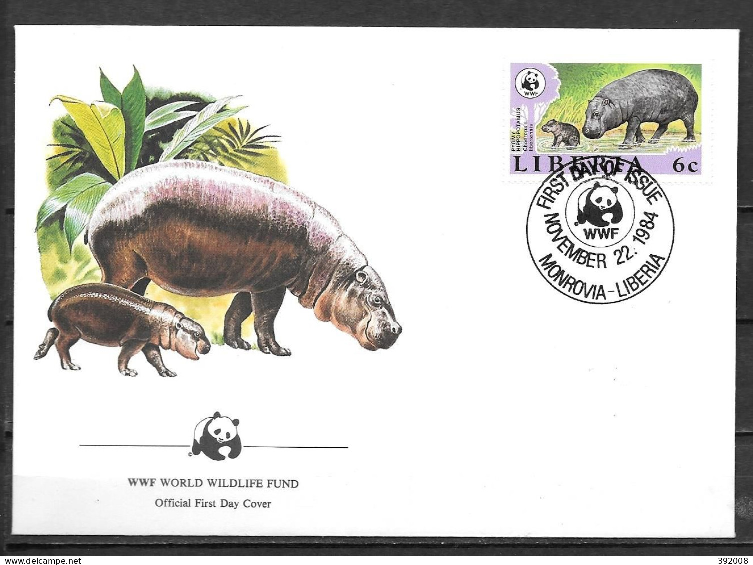 LIBERIA - 1984 - Hippopotame Pygmée - 1 - FDC