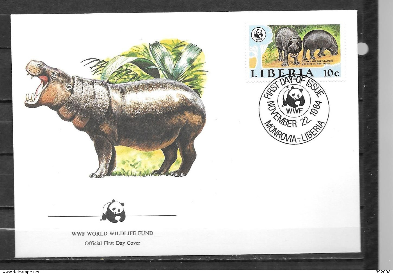 LIBERIA - 1984 - Hippopotame Pygmée - 2 - FDC