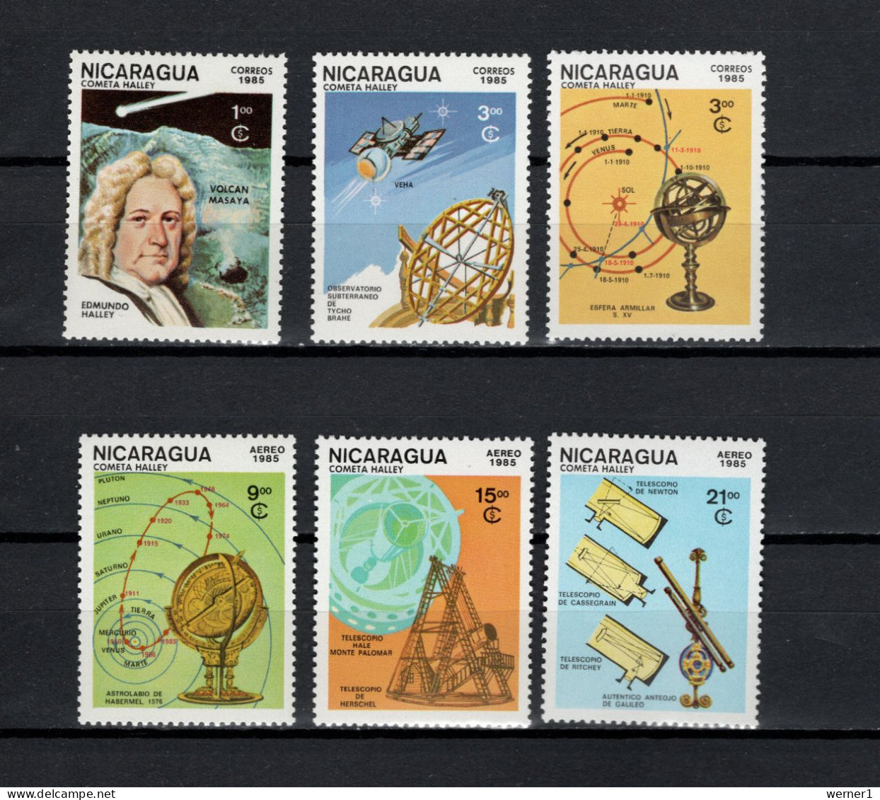 Nicaragua 1985 Space, Halley's Comet Set Of 6 MNH - Nordamerika