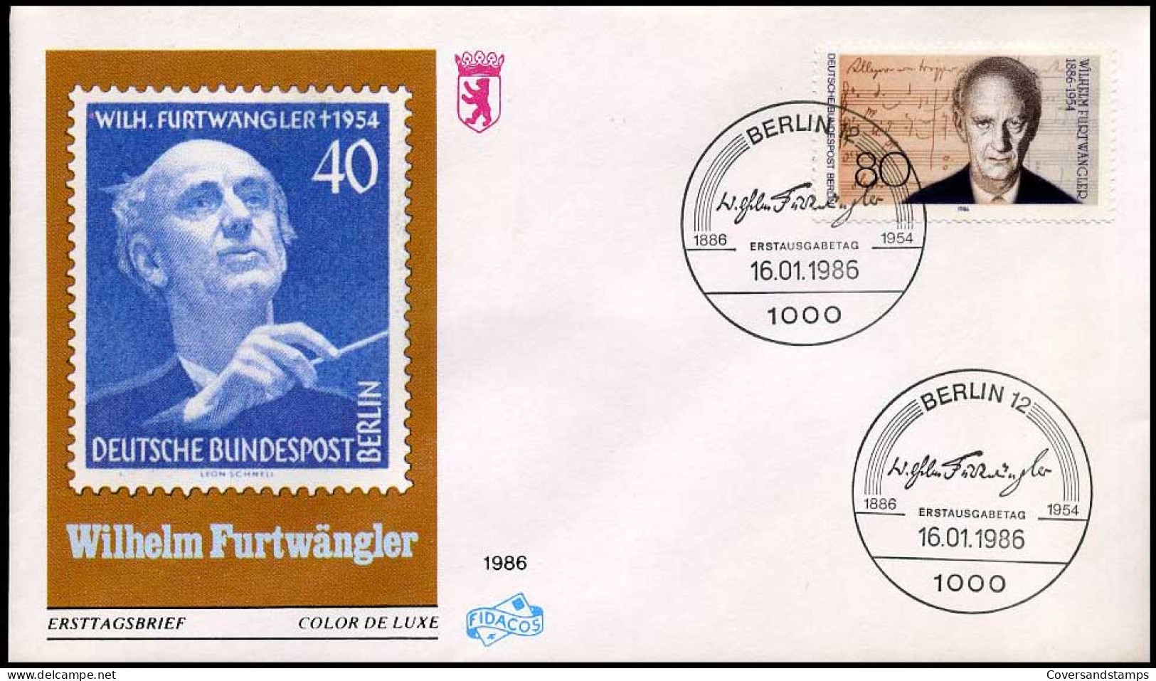 Bundespost Berlin  -  FDC  -  Wilhelm Furtwängler                           - Autres & Non Classés