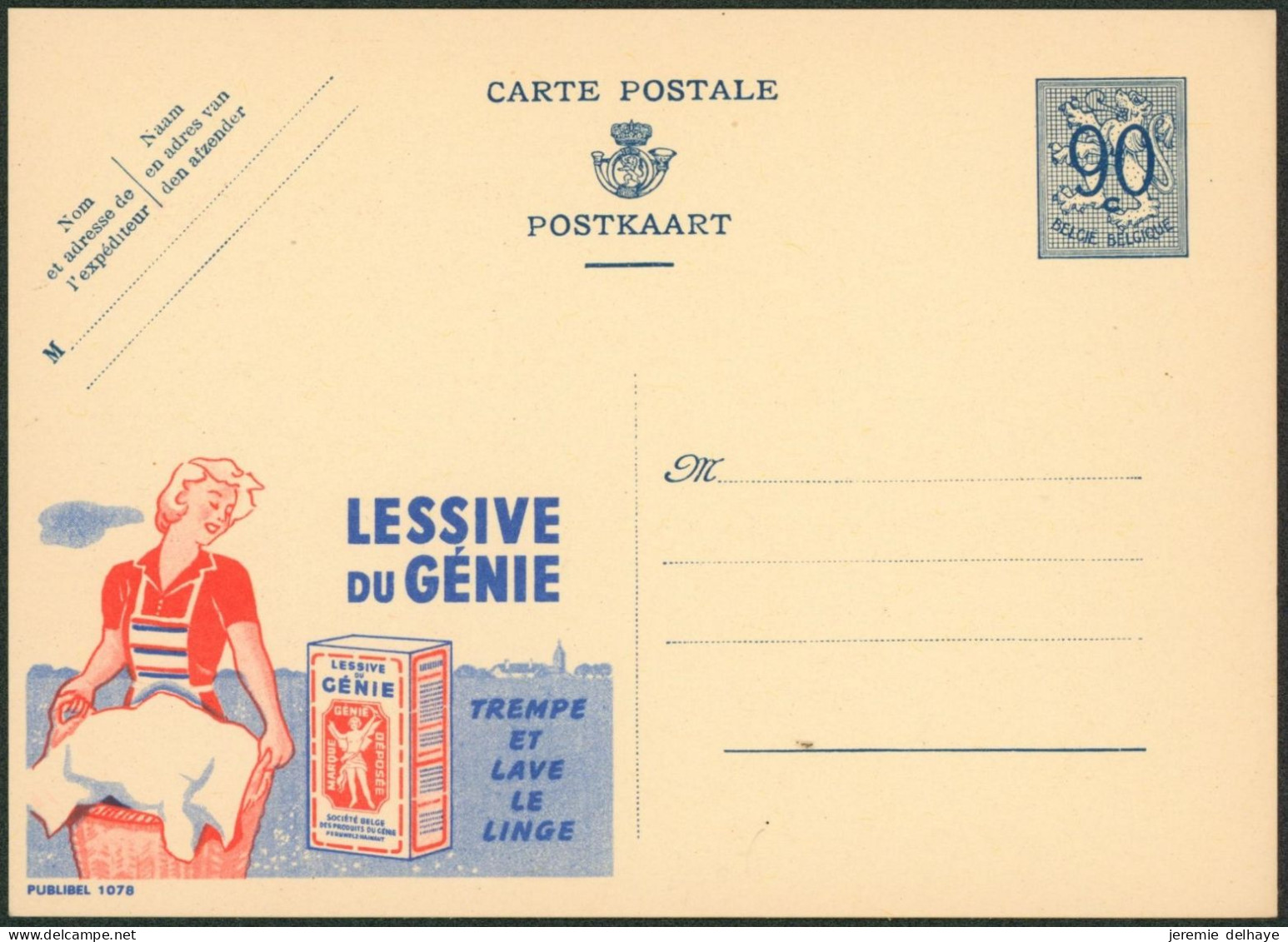 Publibel N°1078 (Lessive Du Génie) / Neuf, 90ctm Bleu Lion Héraldique. - Publibels
