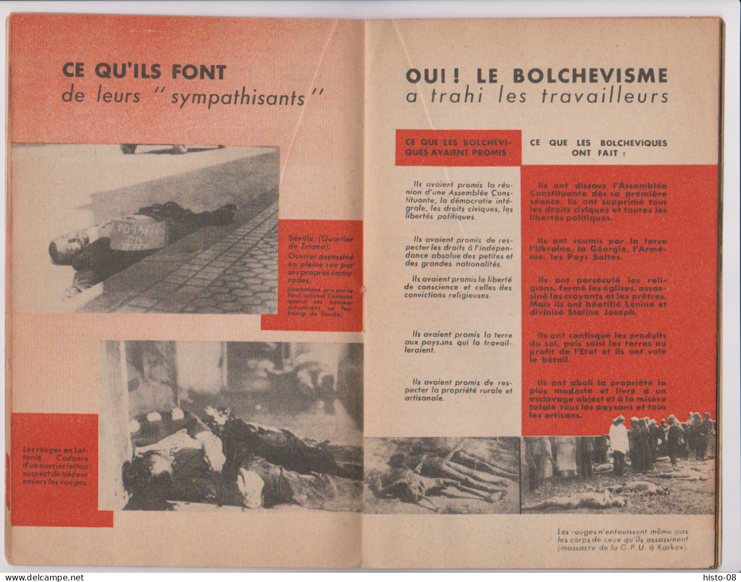 WWII . 1939 / 45 : VICHY : - OUVRIER de CHEZ NOUS .. REGARDE , LIS , JUGE ! . LIVRET DE PROPAGANDE ANTI COMMUNISTE .