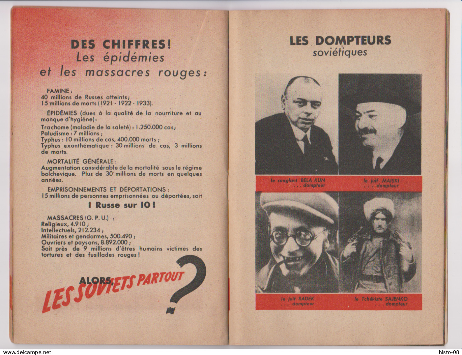 WWII . 1939 / 45 : VICHY : - OUVRIER de CHEZ NOUS .. REGARDE , LIS , JUGE ! . LIVRET DE PROPAGANDE ANTI COMMUNISTE .