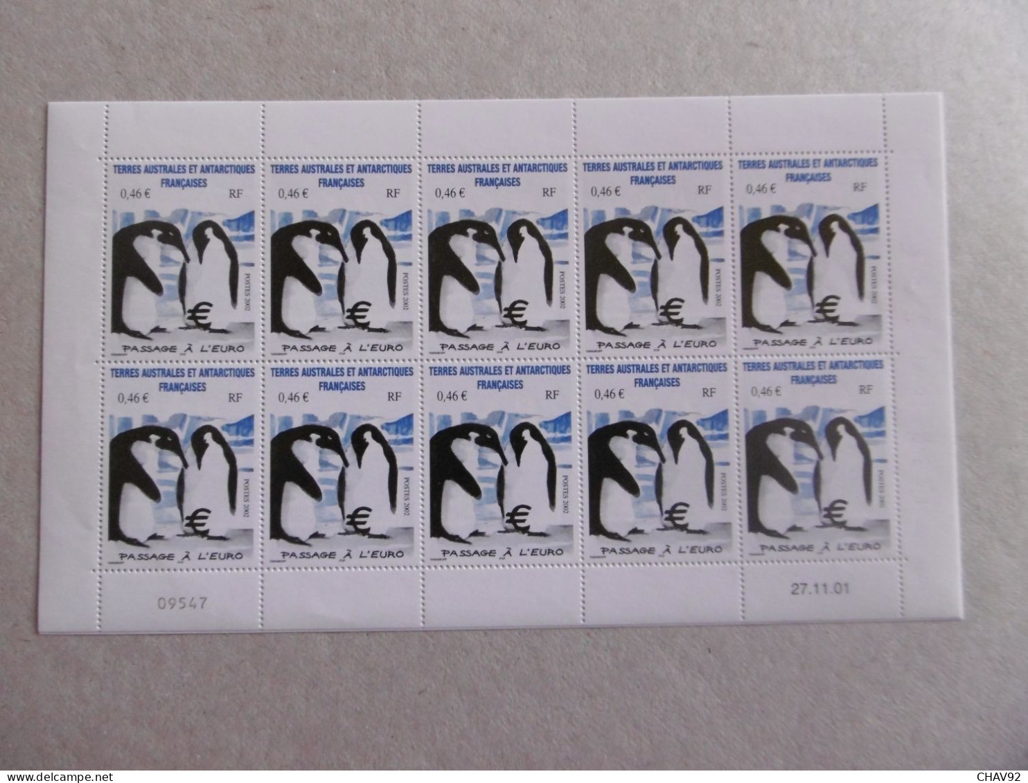 T A A F  2002   P345 * *   PASSAGE A L EURO    FEUILLE 10 - Unused Stamps