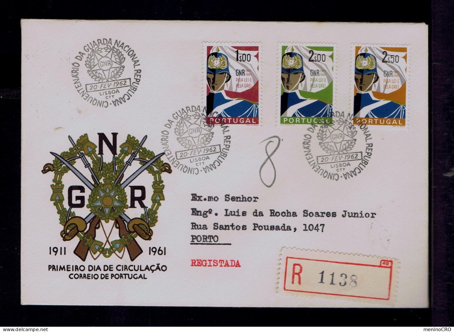 Gc8450 PORTUGAL "GNR" 1959 Militaria Forces (Republican National Guardsman) Fdc 1962-02-20 Mailed Lisboa - Otros & Sin Clasificación