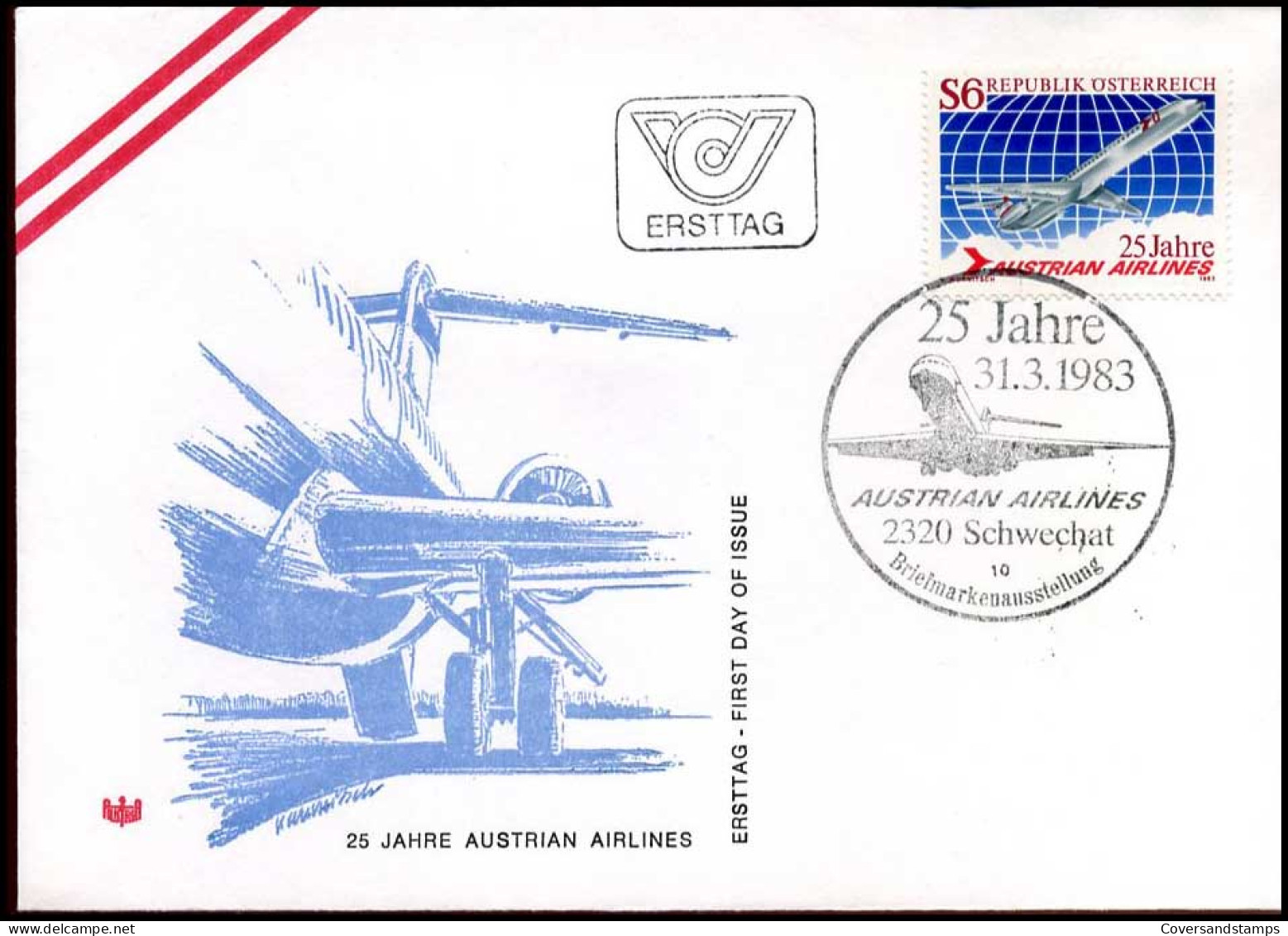 Oostenrijk - FDC - 25 Jahre Austrian Airlines                             - FDC