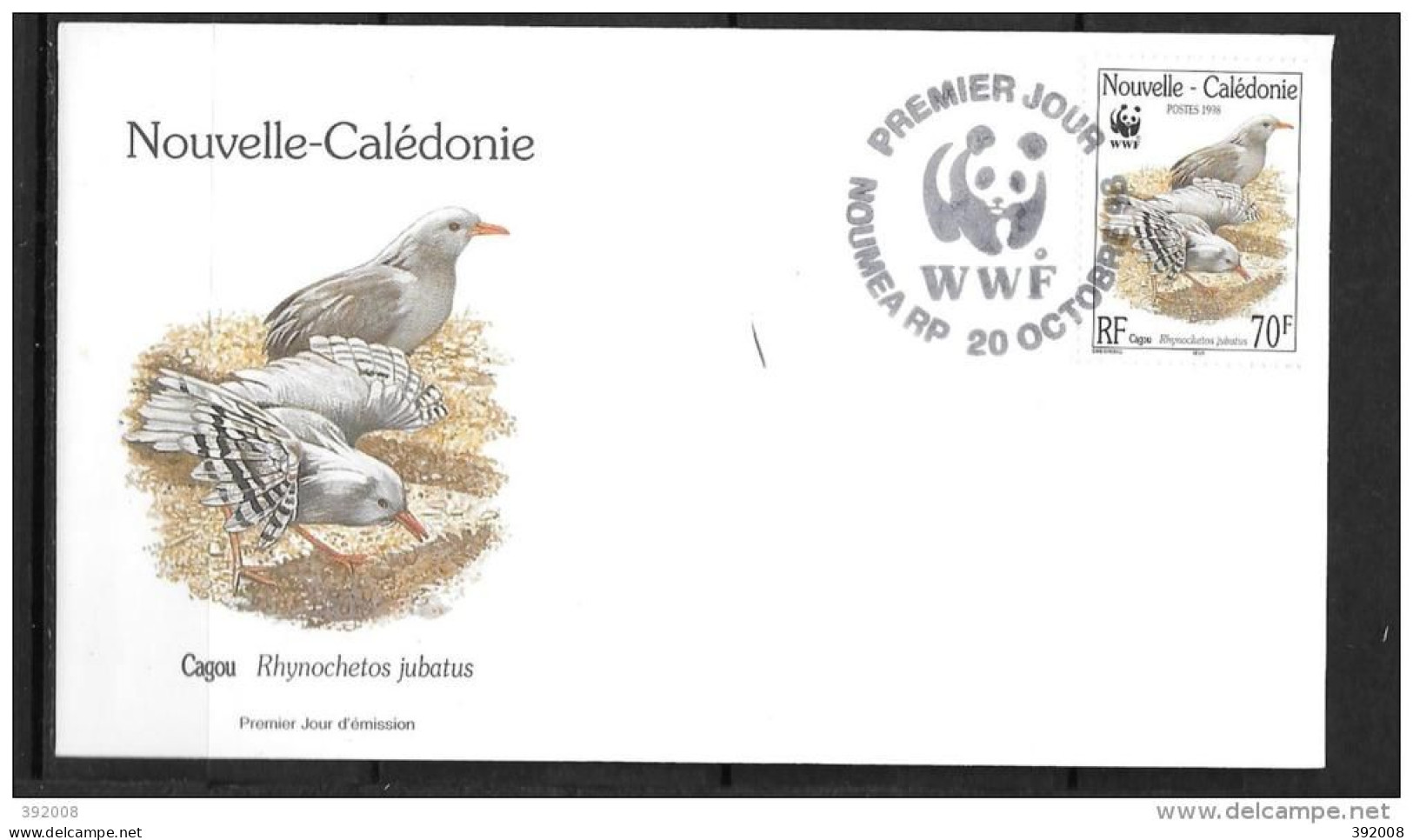 1998 - 771 - WWF - Oiseau, Cagou - 18 - FDC